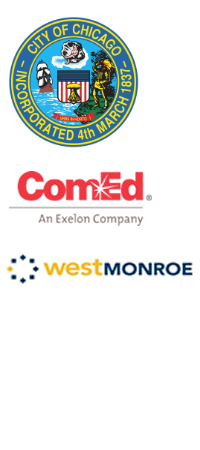 City of Chicago logo, ComEd logo, West Monroe logo
