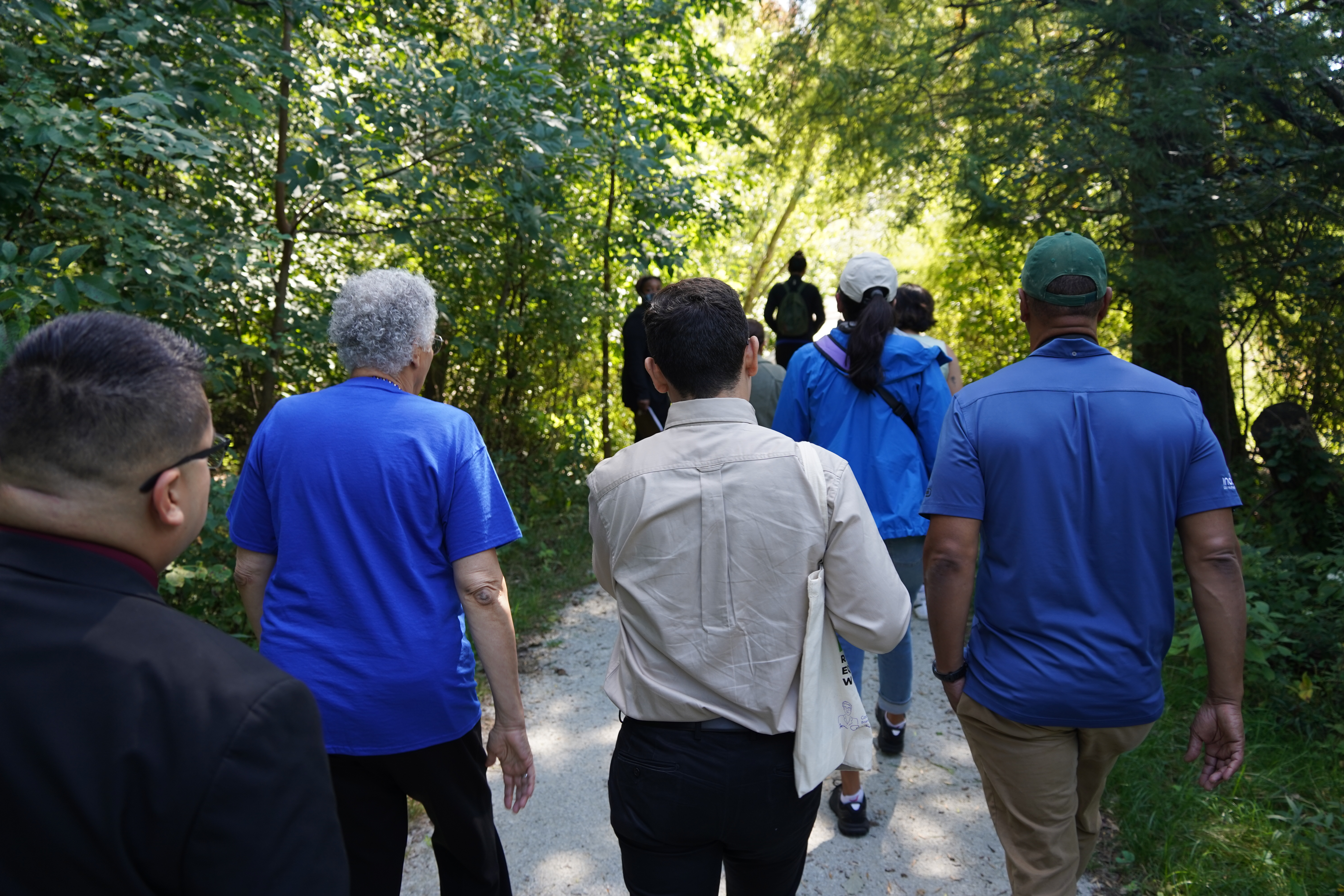 A group of people on a nature walk