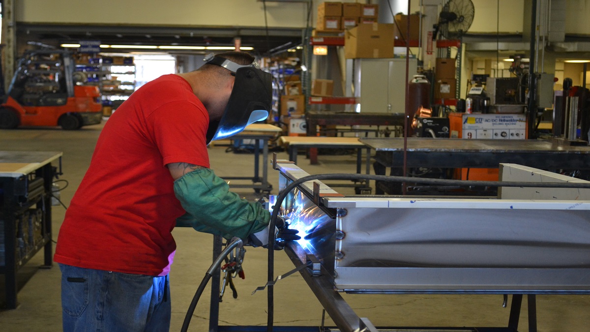 Welding in action at Matot, a family owned manufacturing firm in Bellwood, Illinois.