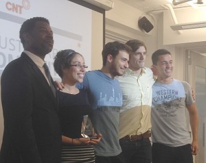 Team Purshable accepting their prize from Steven Philpott.  
